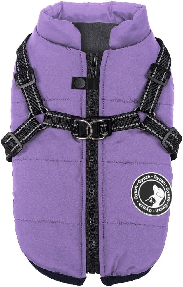 Gyuzh Dog Coat with Harness Puppy Coats Small Dog Harness Jacket Winter Waterproof Jackets for Smal Medium Large Dogs