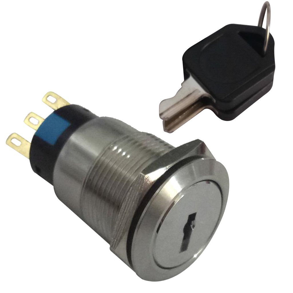 LYLA 22Mm Stainless Steel On/Off Electronic Key Switch Lock with 2 Keys