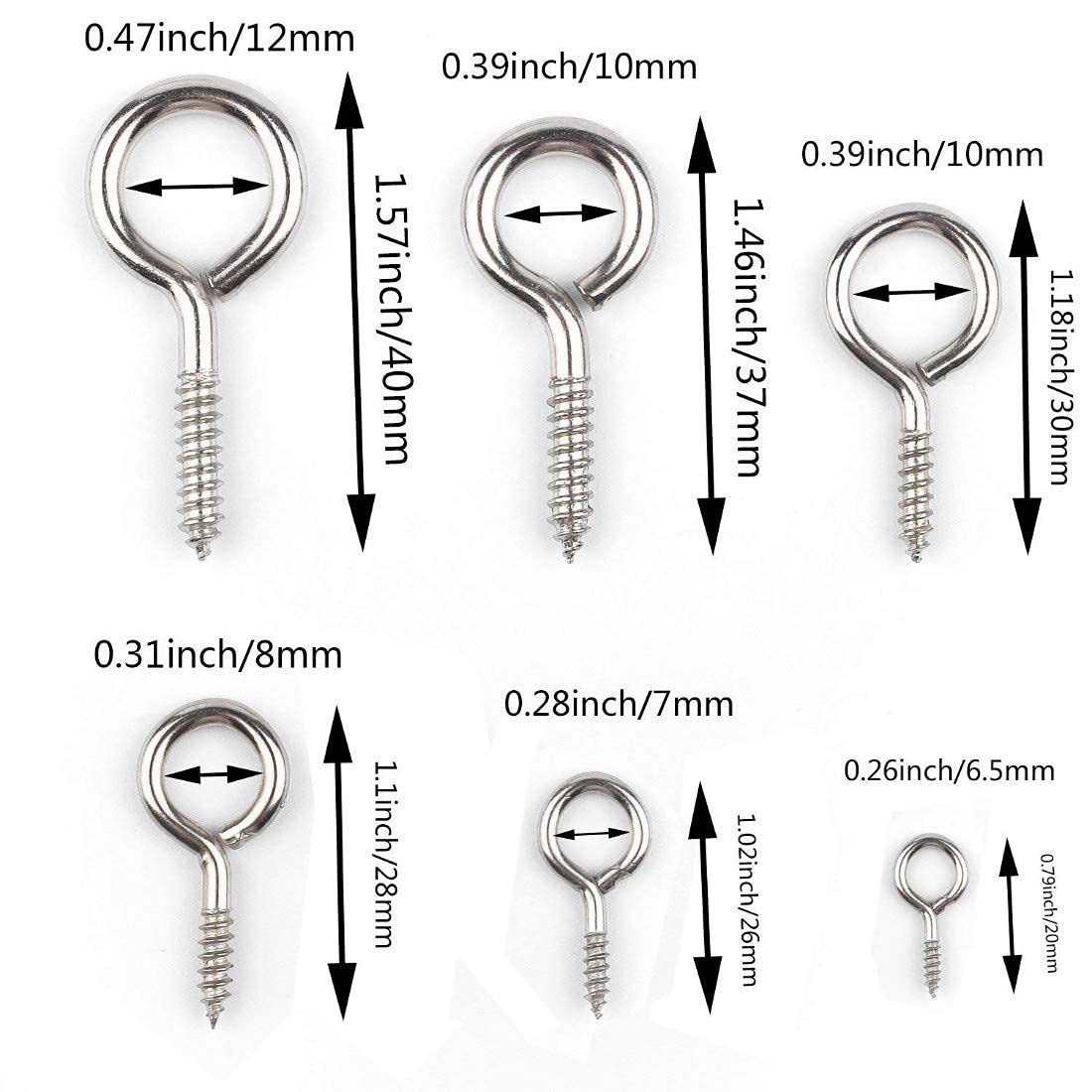 DIY Crafts 6 Pcs Only 6 Pcs x 1 Set Screw Hooks Eye Bolts Me -5