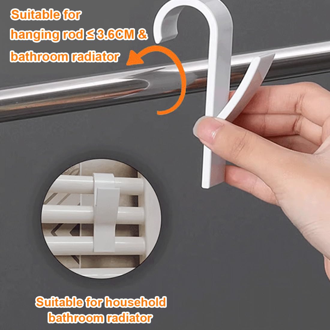10 pezzi ganci bianchi rotondi per termosifoni, ganci multiuso per termosifoni, ganci per asciugamani per termosifoni da bagno, ganci per termosifoni da bagno.