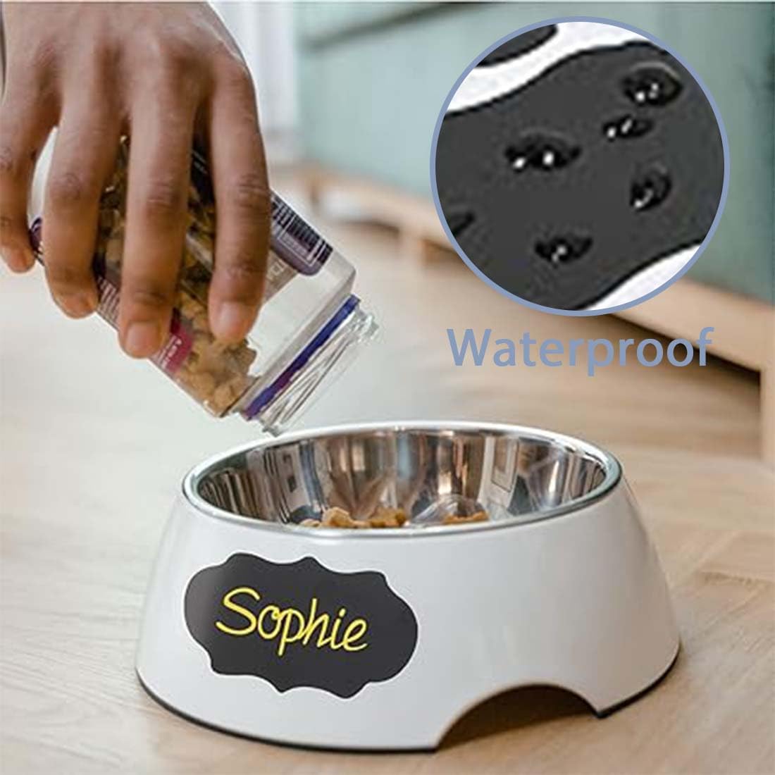 120 Piezas Etiqueta Tarros, Reutilizable Etiqueta Negro, Impermeable Etiquetas para Tarros, Con 1 bolígrafo blanco, Etiquetas autoadhesivas Tarros para Botellas, Tazas, Tarros de Especias