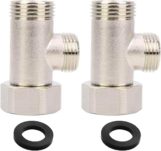 2 Piezas Válvula de Conexión de Tres Vías T para Inodoro 3/8 con Entrada Lateral 1/2 3 Vías Grifo des La Válvula des Desvío, Conexión dse Tres Víase T Valve, Rosca Recta para Grifo o Cisterna