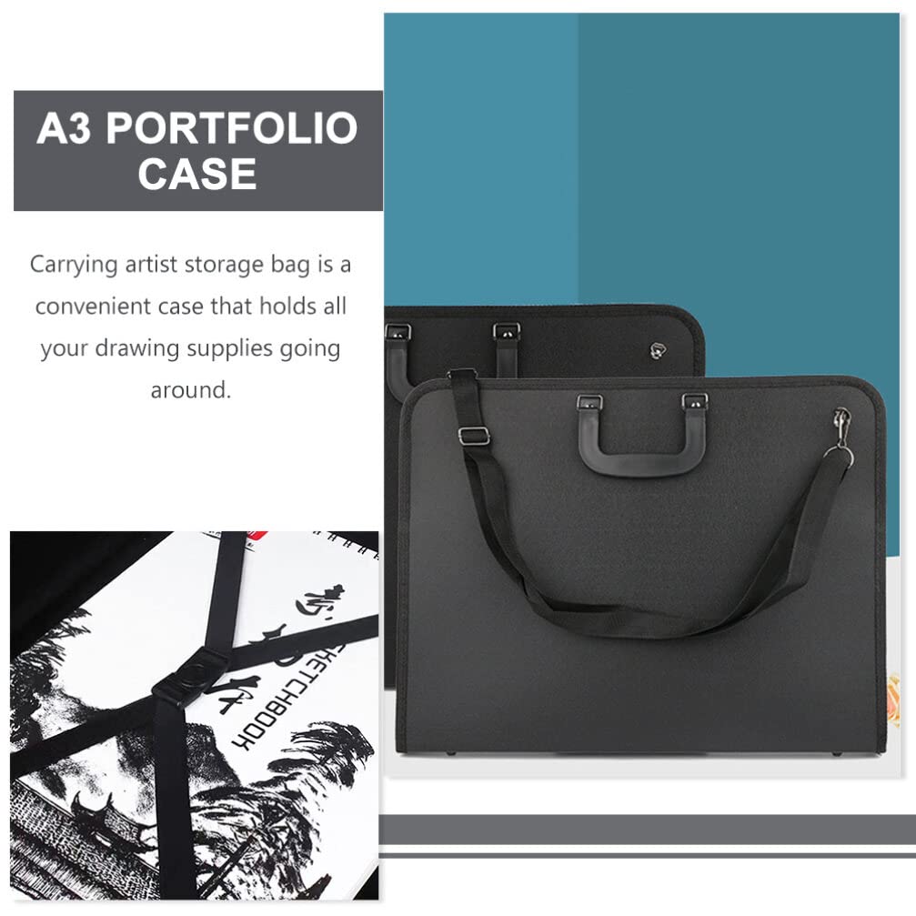 Hemobllo Borsa per Portfolio Artistico Custodia per Trasporto Disegni Borsa Portatile per Artisti con Manico Materiale di Buona Qualità Robusta e Pratica