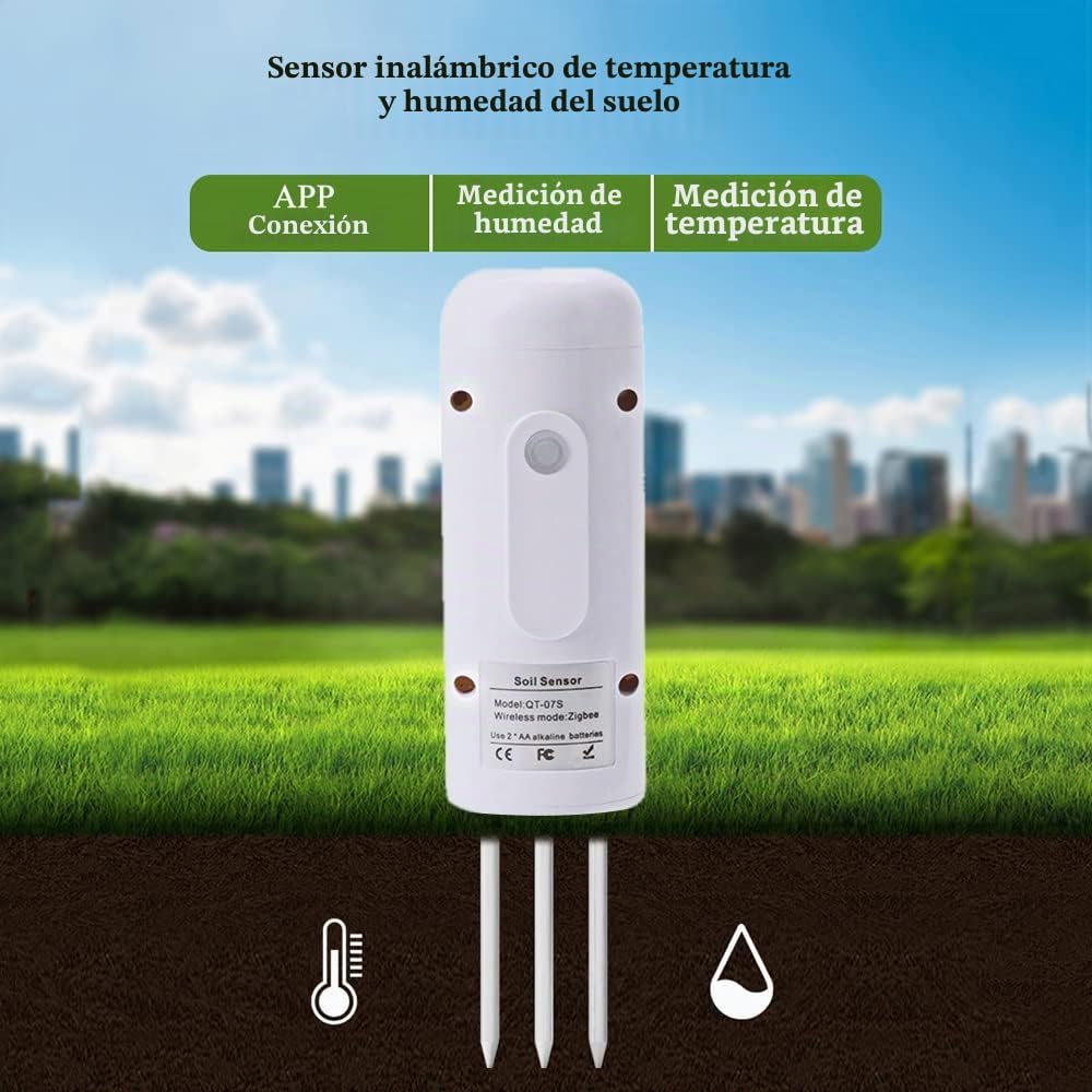 Tuya Zigbee - Probador de humedad de suelo inalámbrico, medidor de humedad de temperatura y humedad, monitor de plantas, detector impermeable IP67 para plantación de jardín