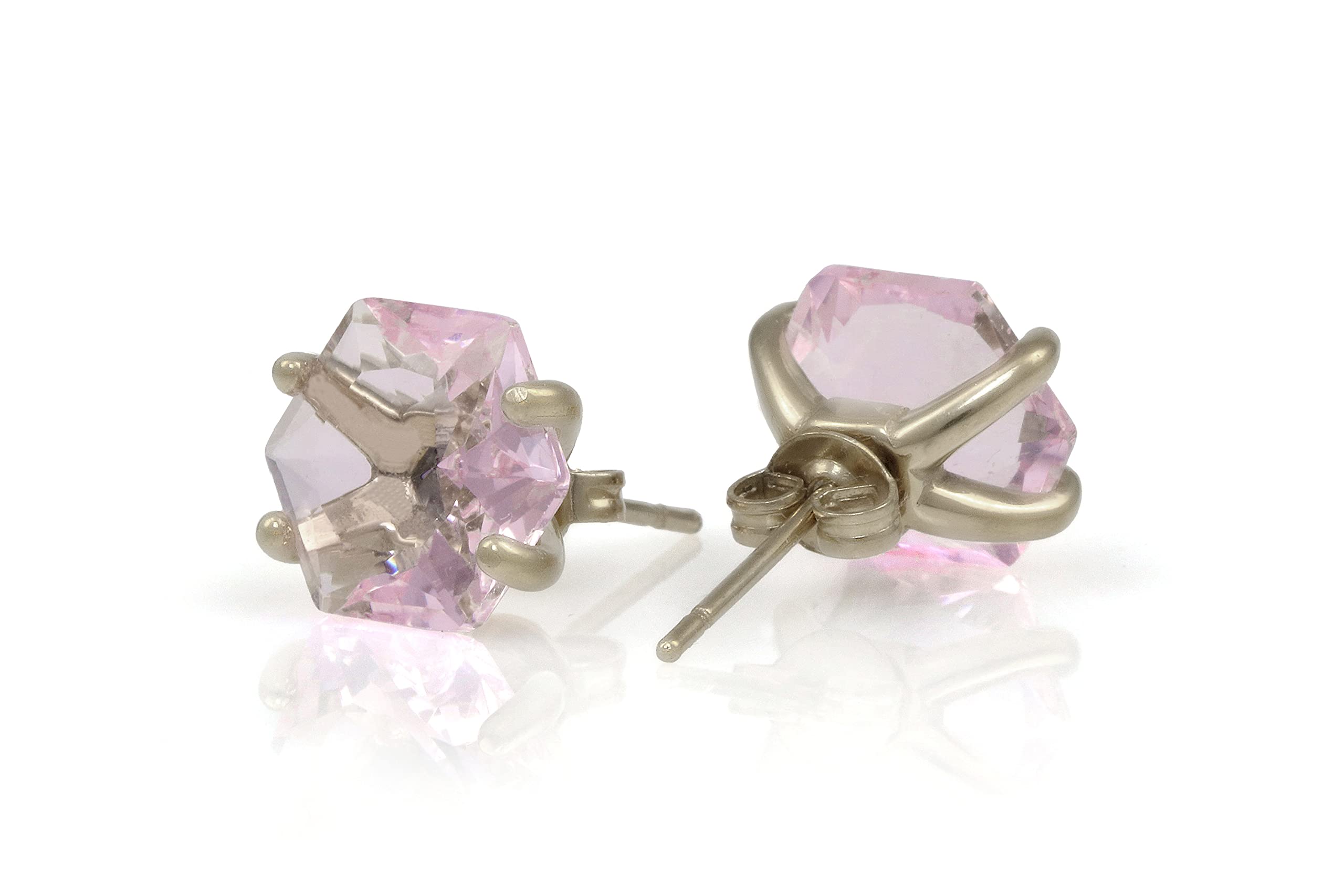 Anemone Gioielli Borchie Quarzo Rosa Lustro - Orecchini di Cristallo Lussuoso per Donne - Gioielli Moda Fatti a Mano, Gioielli Sposa, Orecchini per Tutti i Giorni - con Kit Regalo