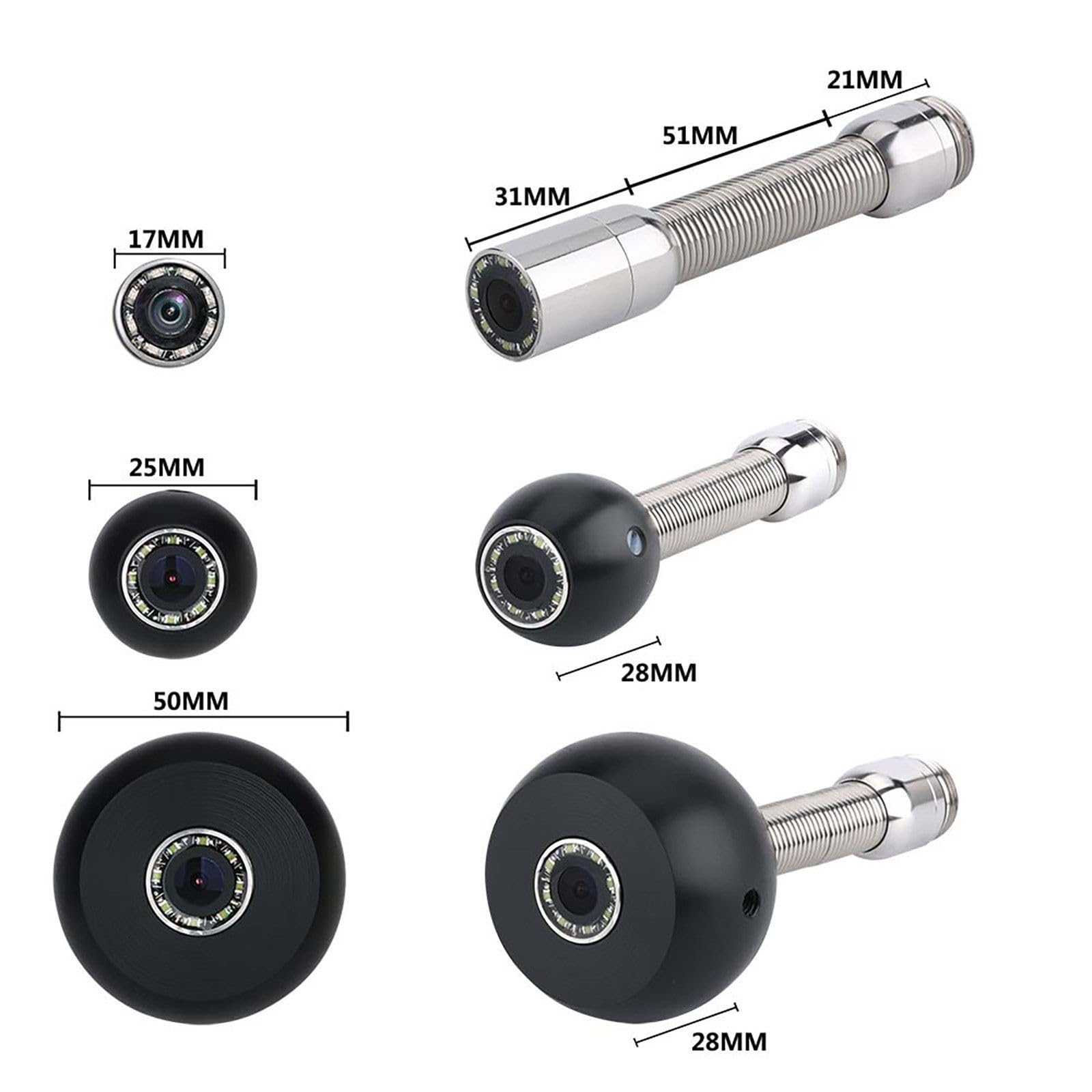 Endoscopio impermeable de visión nocturna 1000TVL con monitor TFT de 7 pulgadas para inspección de alcantarillado, grabación DVR y funda de transporte, cable de 50 m