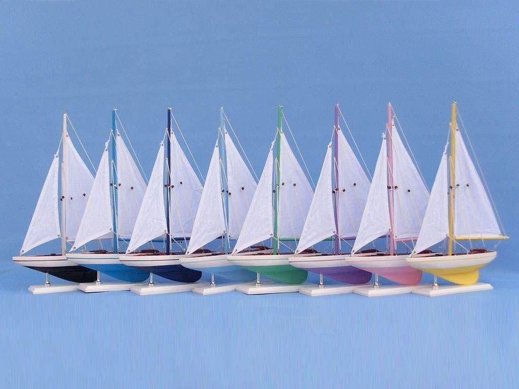 Hampton Nautical Pacific Sailer Sails Boat, 17", White