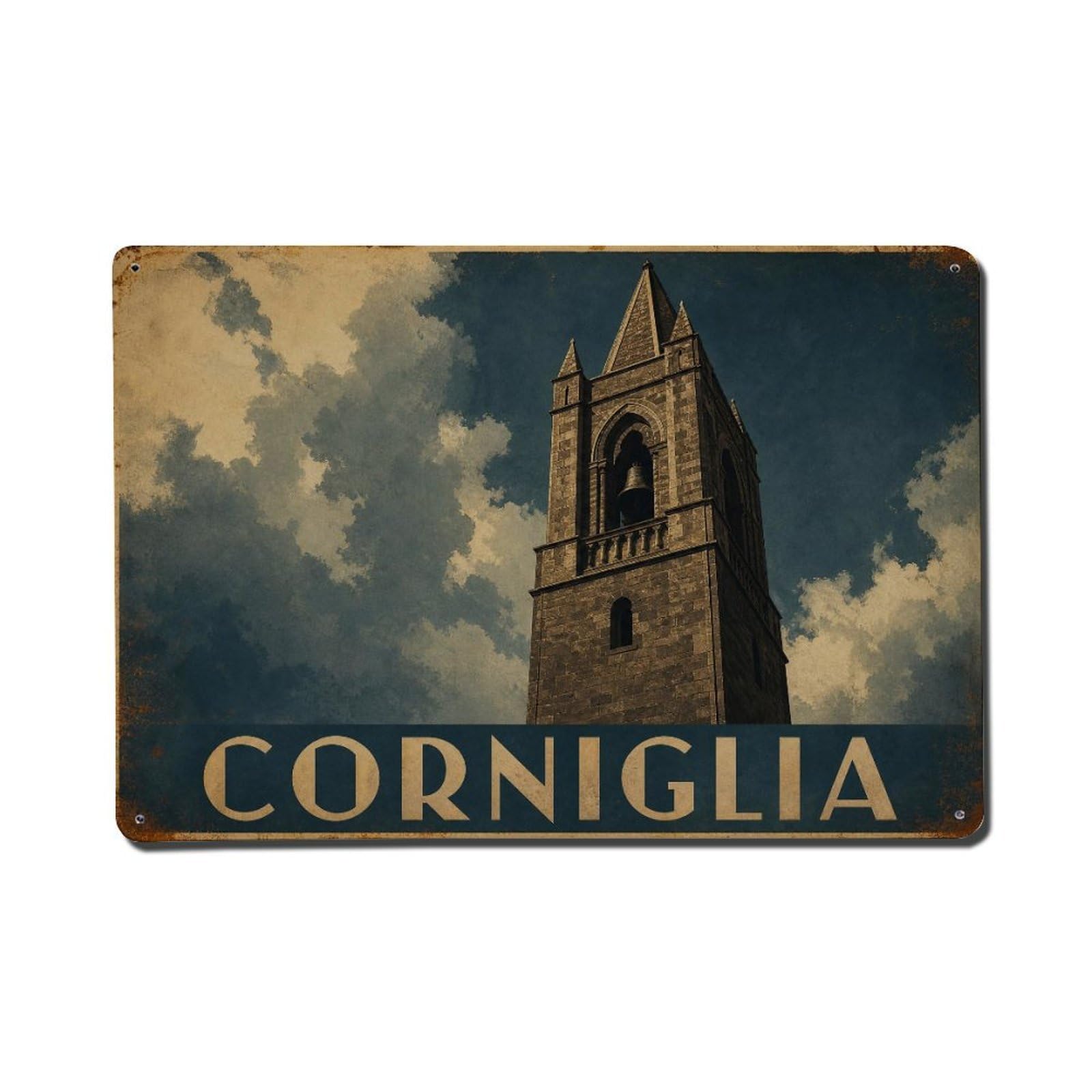 Metal Tin Sign Vintage Travel Corniglia Italy