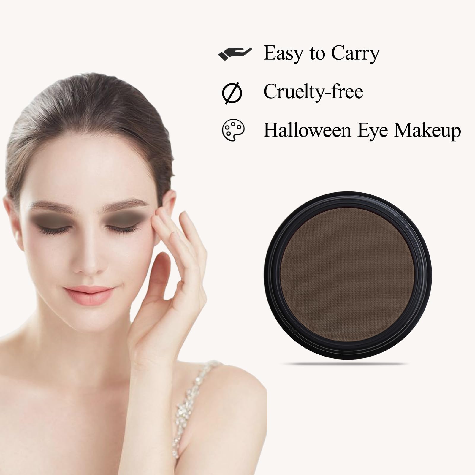 FIVEFULU Single Ash-Brown Eyeshadow, Pressed Powder Matte Eye-Shadow Palette Make-up, Blendable Long Lasting High Pigment Ash-Brown Eye Makeup Halloween Eye Paint & Face Body Paint 2