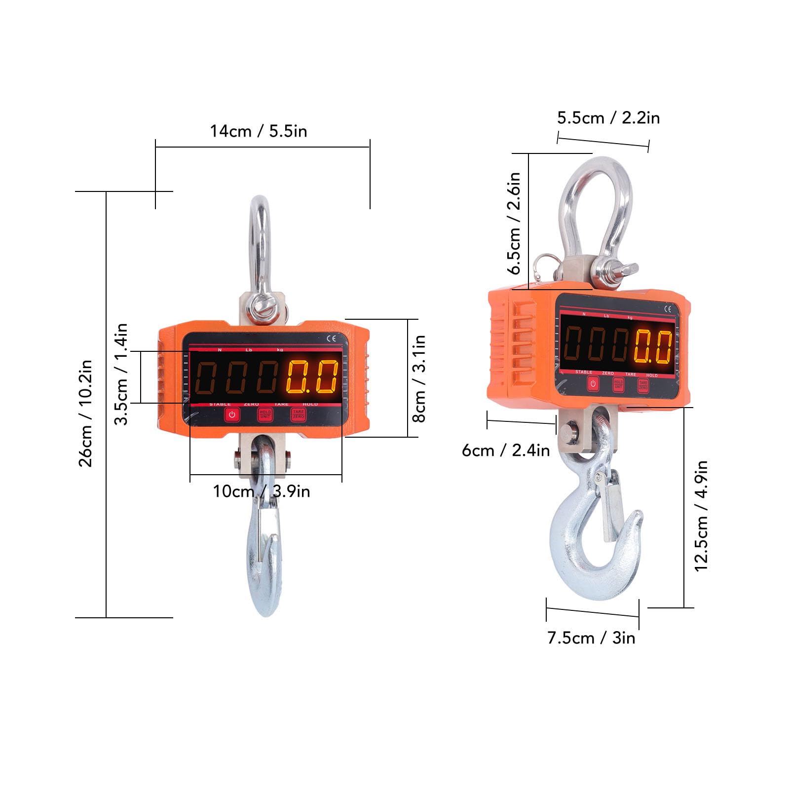 Báscula Colgante Digital, Pantalla LED de 5 Dígitos de Alta Precisión y Báscula de Grúa con Control Remoto, Mini de Mano con Ganchos para Granja, Caza, Pesca, Exterior, Industrial y Equipaje