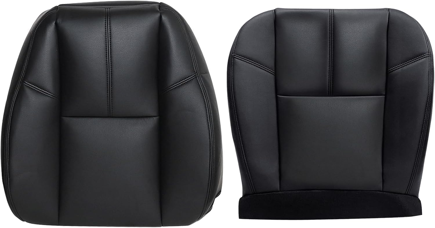 FZJDSD Black Driver or Passenger Bottom&Top Replacement Microfiber Leather Seat Cover Compatible with Chevy Silverado Tahoe Avalanche Suburban GMC Sierra Yukon 2007 2008 2009 2010 2011 2012 2013 2014