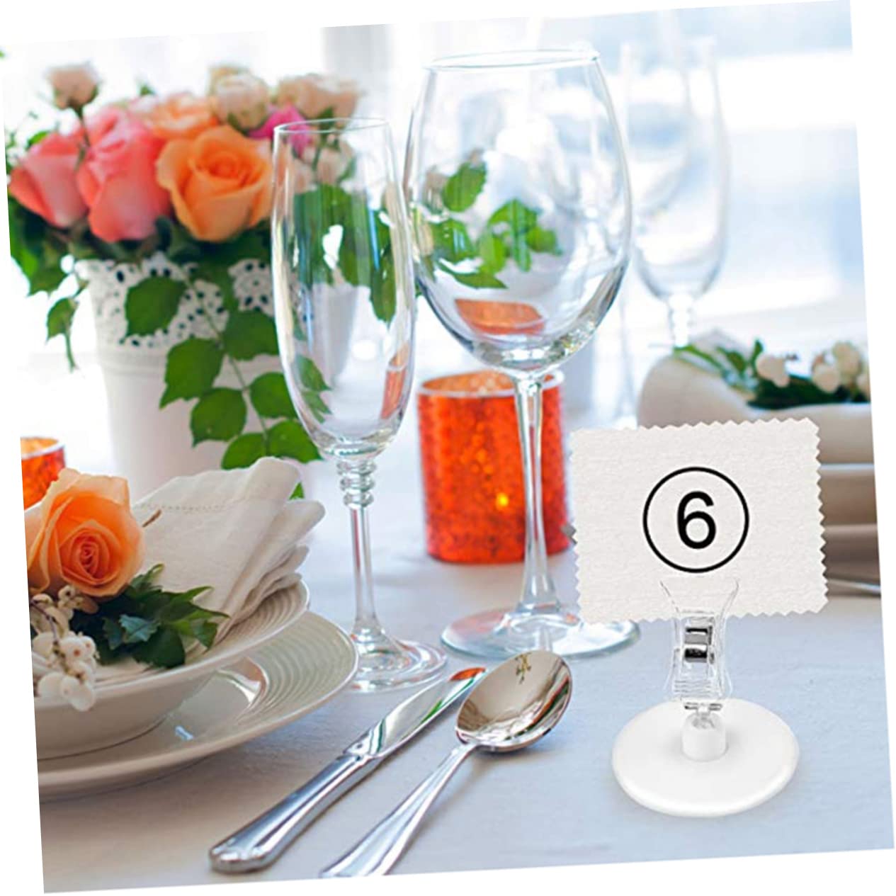 9pcs Photo Seat Clip Clips Tidy Transparent Tag Simplicity Seat Clip Advertising Clip Restaurant Clip Seat Clamp White