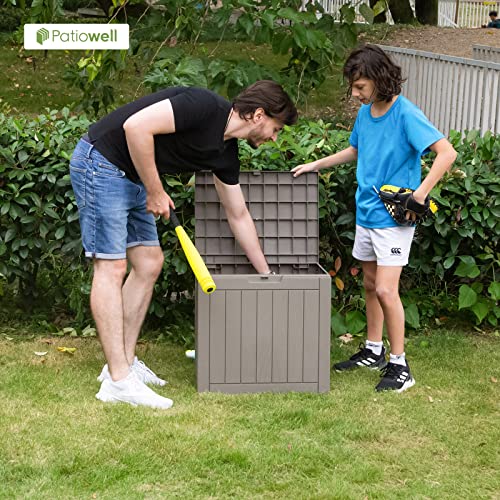 Patiowell 31 Gallon Deck Box, Waterproof Resin Outdoor Storage Box For Patio Furniture, Pool Accessories, Toys, Garden Tools And Sports Equipment, Lockable, Brown #TOP3