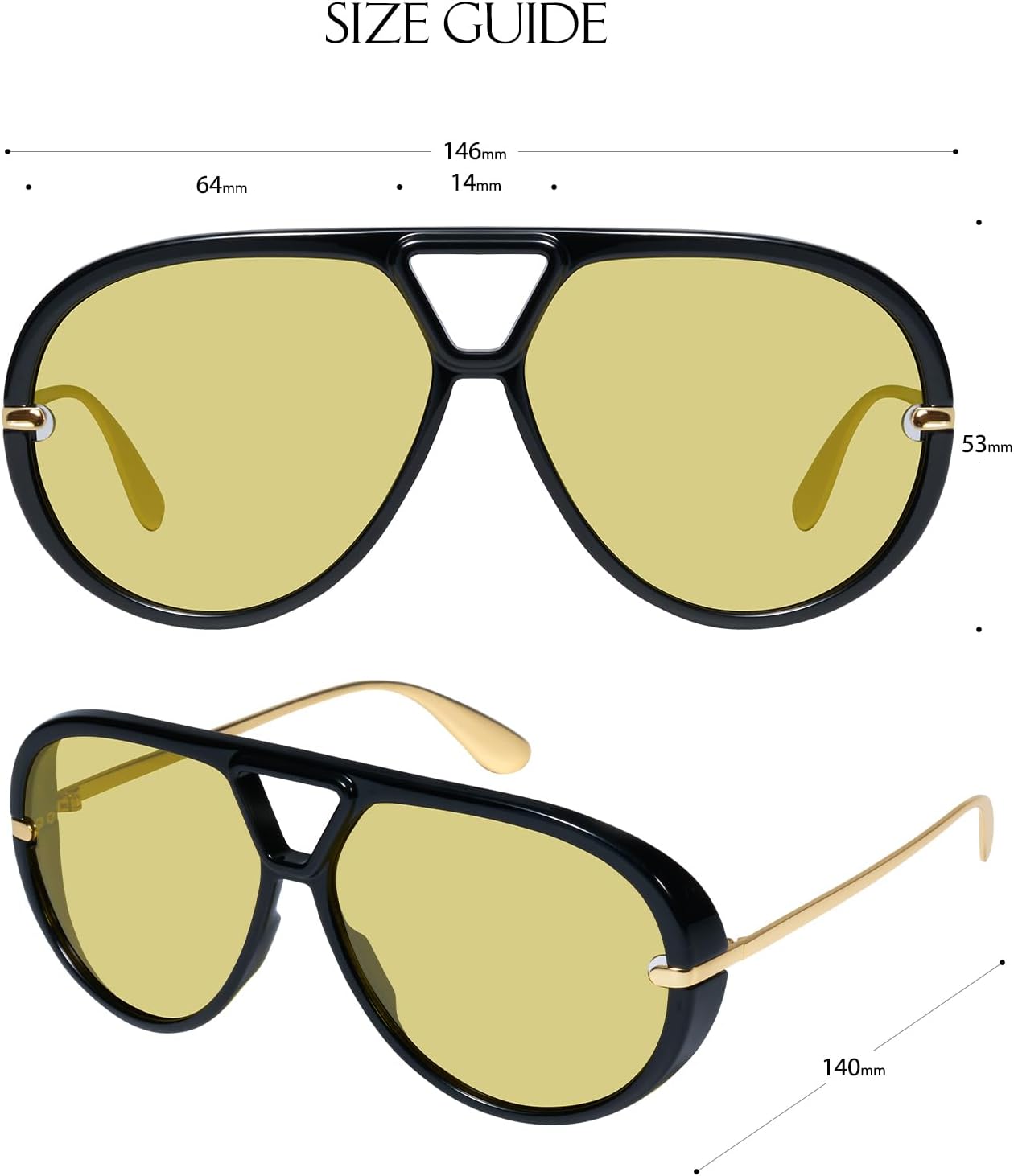 mosanana Trendy Oversized Aviator Sunglasses for Women Retro Style MS52478 - Image 6