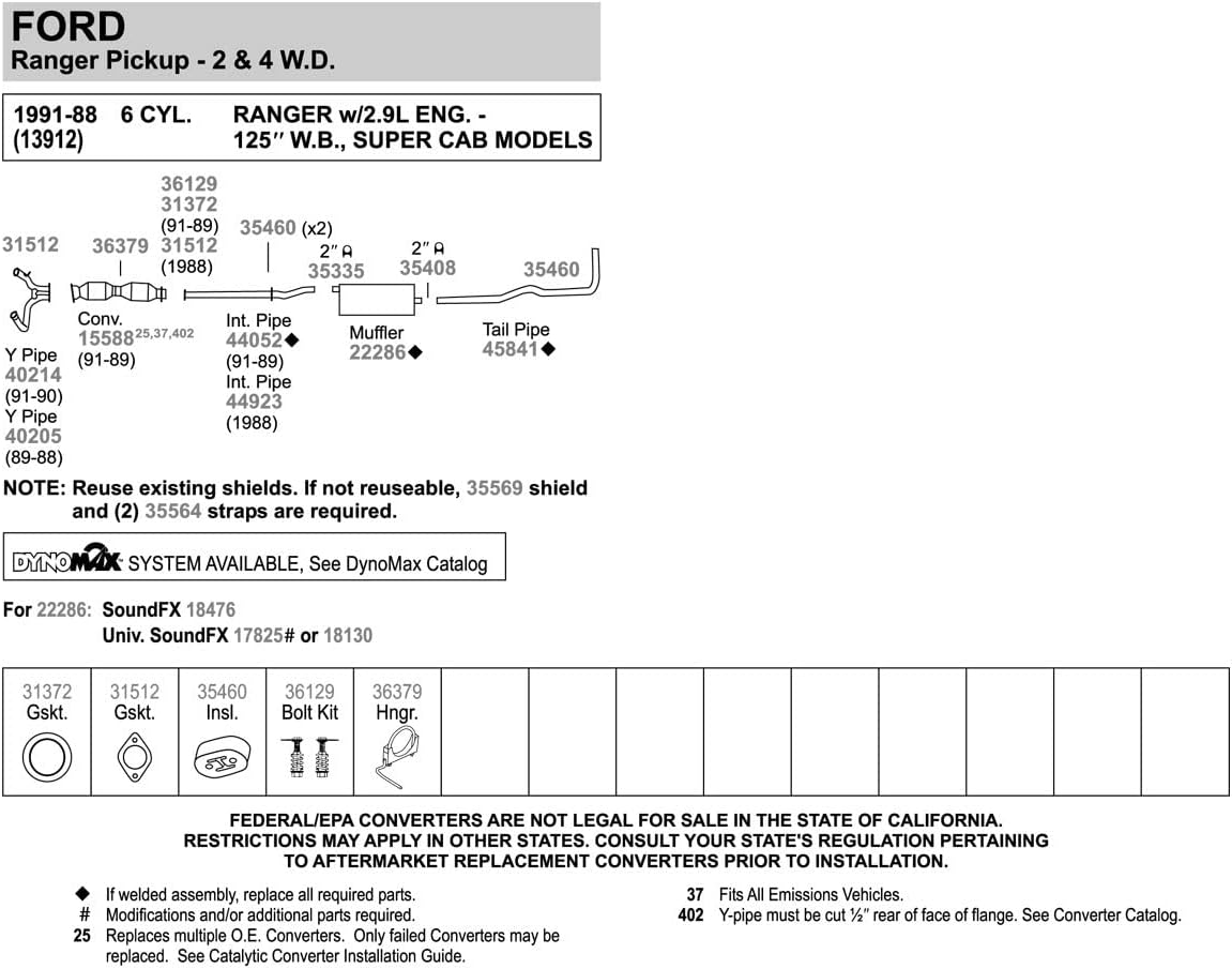 Walker Quiet-Flow SS 22286 Direct Fit Exhaust Muffler 2" Inlet (ID) 2" Outlet (ID) for Ford Ranger