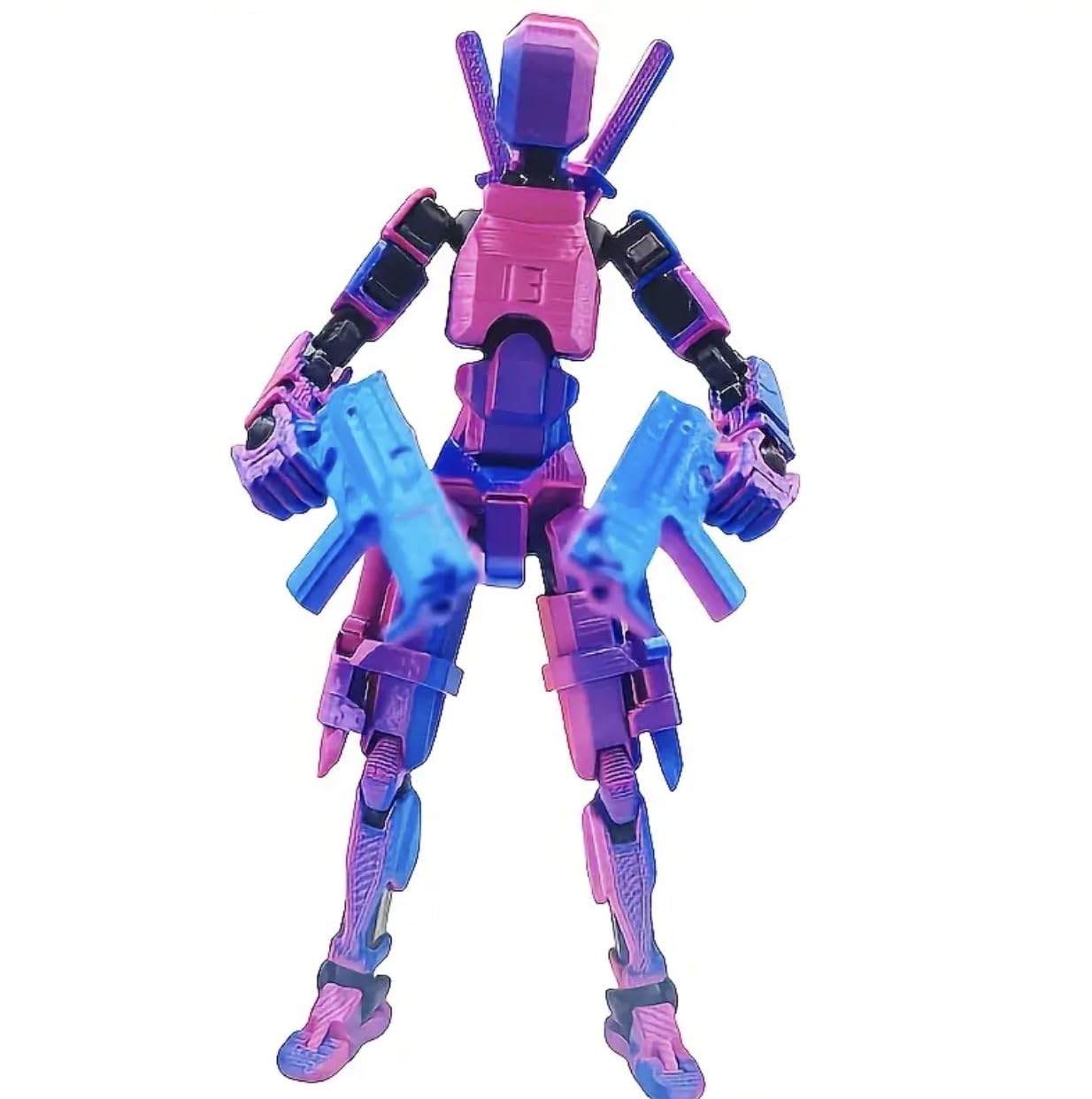 ONNGEO Metallic Action Figures Titan 13, 3D Printed Multi-Joint Movable Robot, T13 Lucky Action Figure, Dummy Robot Action 13, Desk Decoration Creative Robots, Nova 13 Mechanical Doll (1PC BluePurple)-image-33