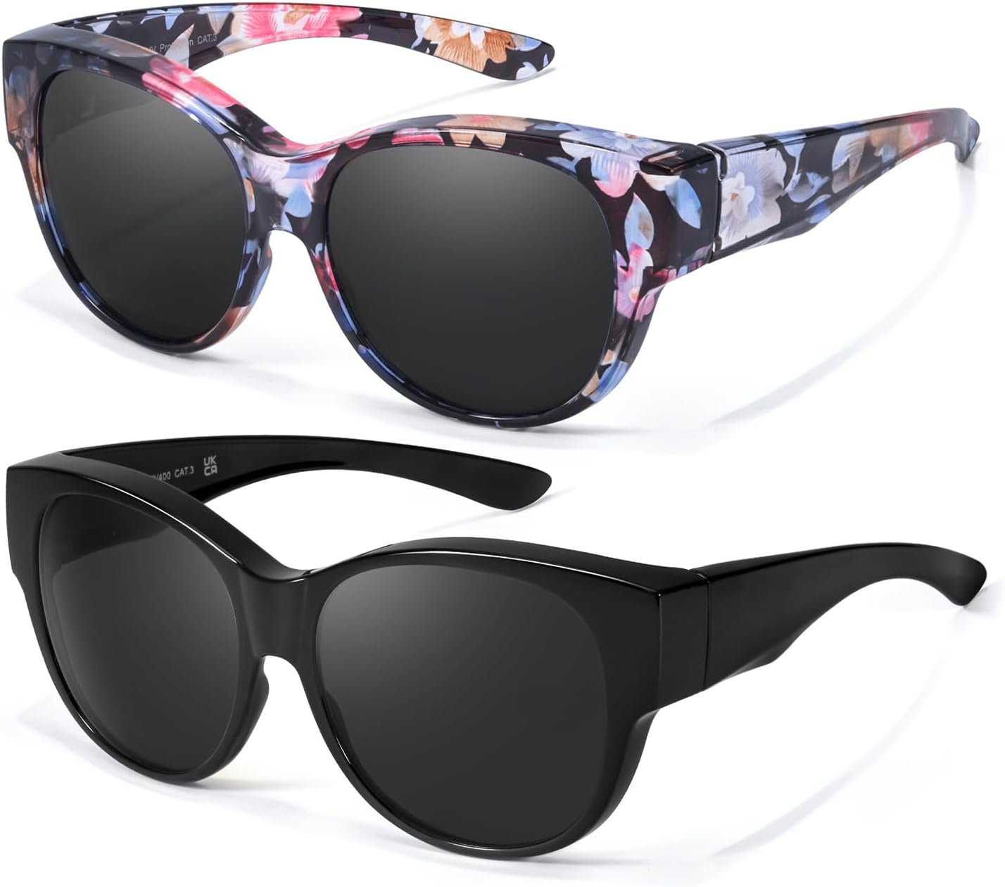 Myiaur Polarized Fit Over Glasses Sunglasses for Women, Oversize Wearover Sunglasses UV400 Protection for Driving(2 Packs)