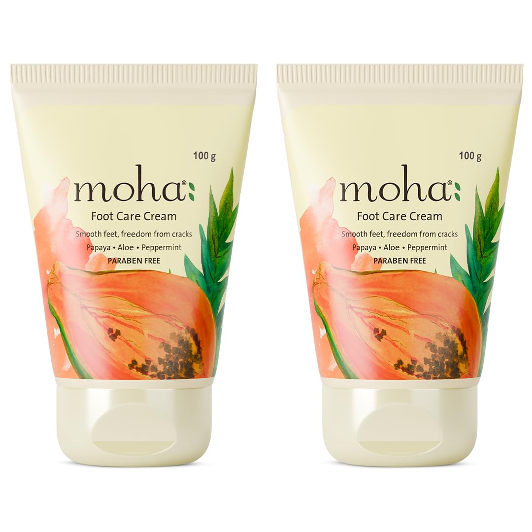 Moha Foot Cream for Dry & Cracked Feet | Deep Nourishment & Fast Healing Heel Repair Cream | Cooling & Vegan Formula with Aloe, Papaya, Peppermint & kapurkachri | Clinically Proven | Moisturizing Foot Cream for Rough Calloused Skin | Softening, Exfoliating & Paraben-Free Foot Care for Men & Women – 100g (Pack of 2)