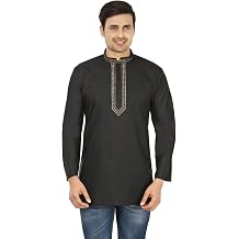 Maple Clothing Fashion Shirt Embroidered Mens Short Kurta Cotton Indian Dress