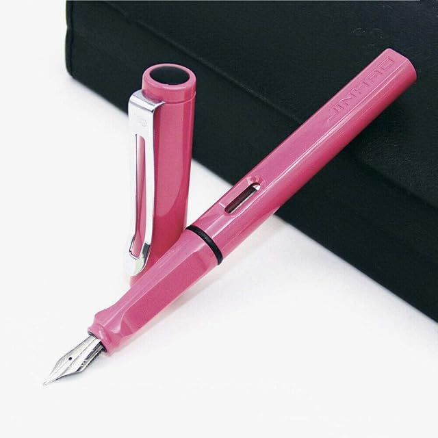 Fountain Pen BE-TOOL Fountain Pen Lightweight Series 0.5 Nib 11 Colours Black Ink for Kids, Business, Writing (Pink)