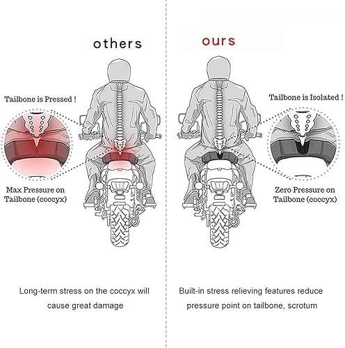 Miniatura 5 de ELCYCO Cojín universal de asiento de gel para motocicleta, cojín de asiento de panal 3D con funda de asiento de motocicleta para un viaje cómodo y