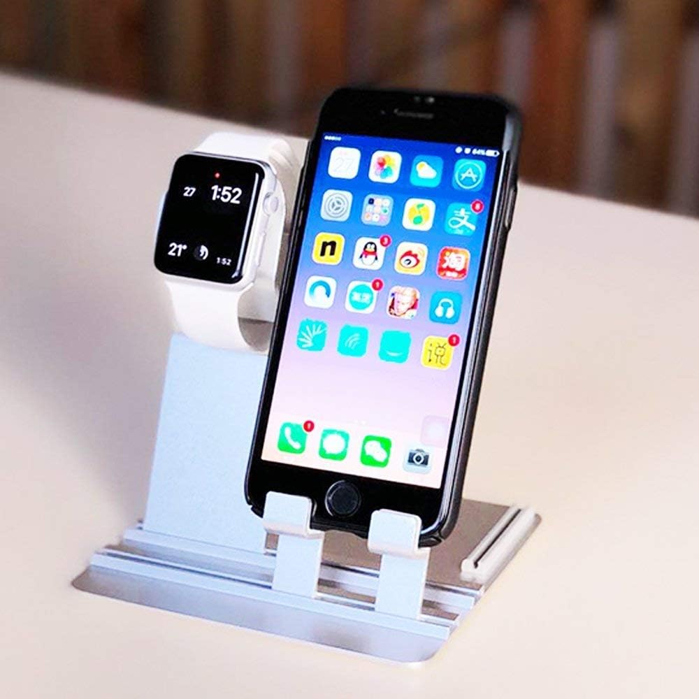 Globus Geschaft - 2 in 1 iWatch and iPhone Charging Stand, Holder, Docking Station in Aluminum. Great for Your iWatch, iPhones, and Even Your iPad