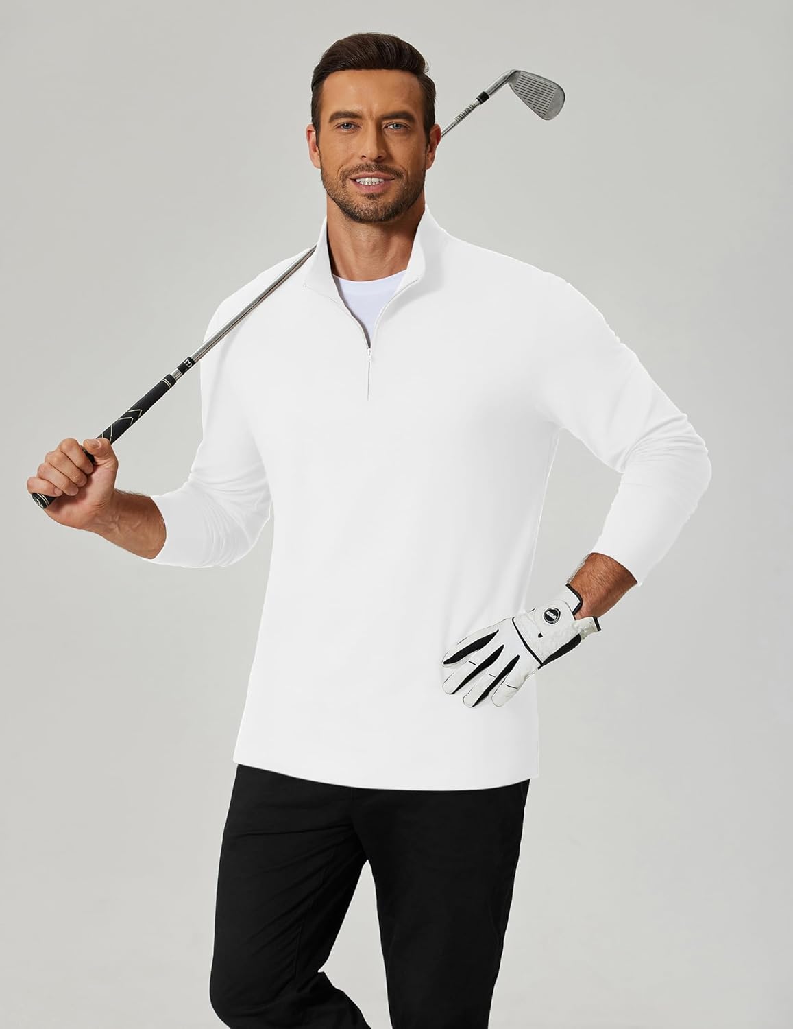 COOFANDY Men's Quarter Zip Pullover Sweatshirt Mock Neck Golf Shirts Casual Long Sleeve Shirt - Image 6