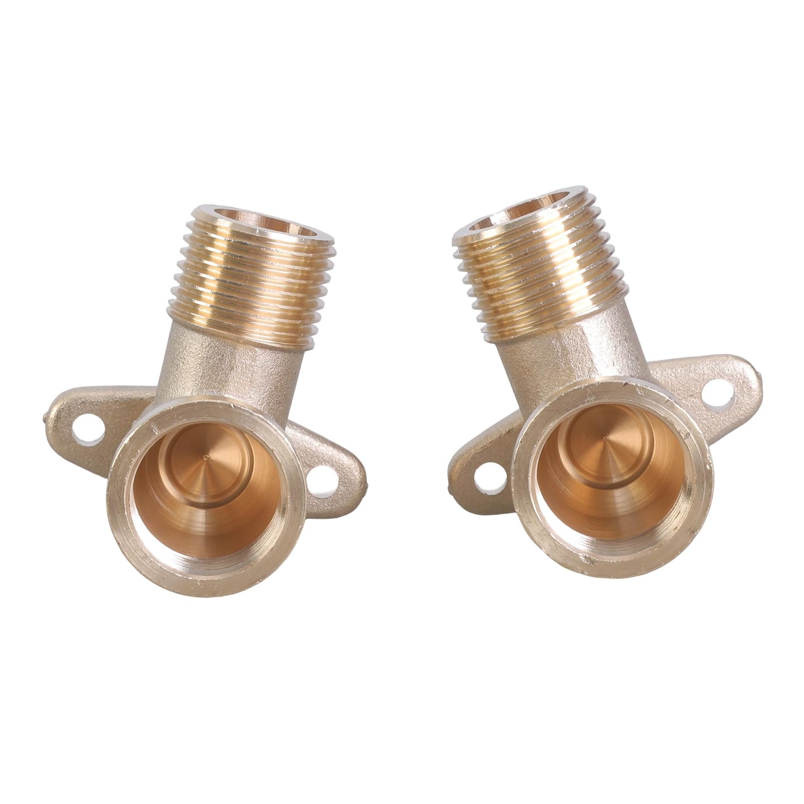 Kalttoy 2 Pieces Sturdy Brass 1 / 2Inch Wall Plate and Socket DN15 Distributor 90 Degree Accessory for Home Improvement Brass Wall Plate