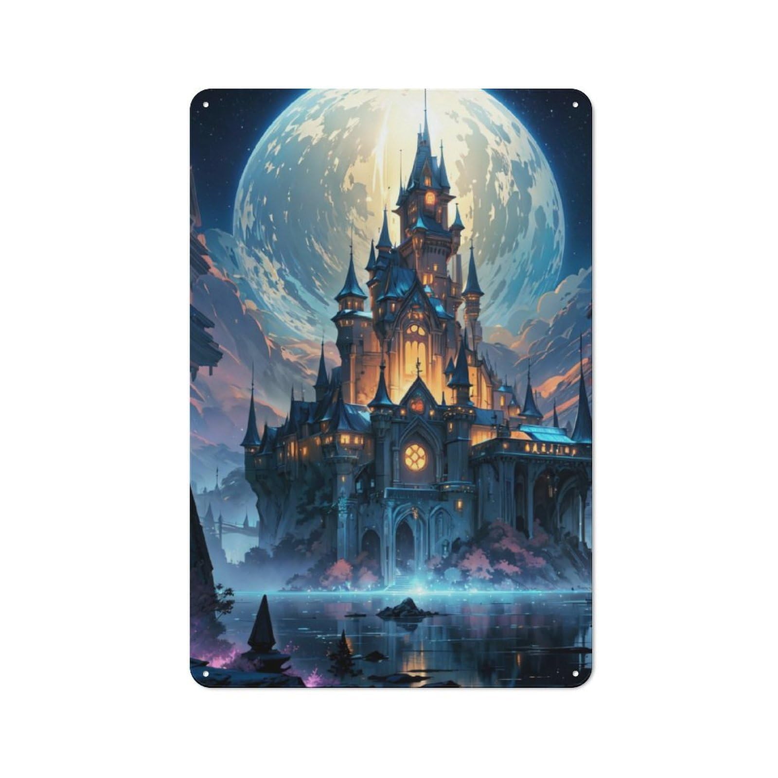 Fantasy Spooky Castle Metal Wall Plaque for Travel Lovers, Birthday, Housewarming Or Christmas Gift, 30x20cm