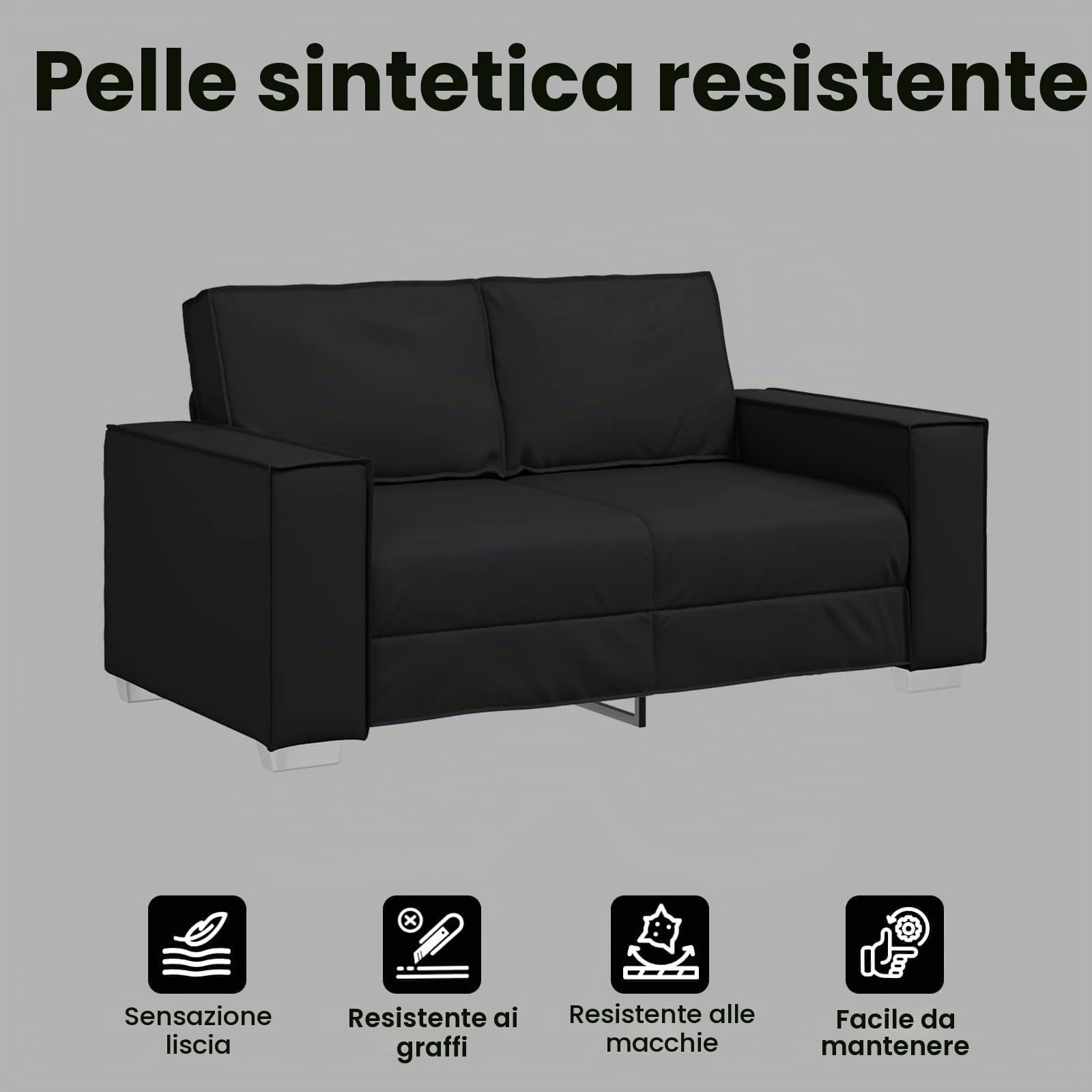vidaXL Divano a due posti Nero 160 cm Pelle Sintetica