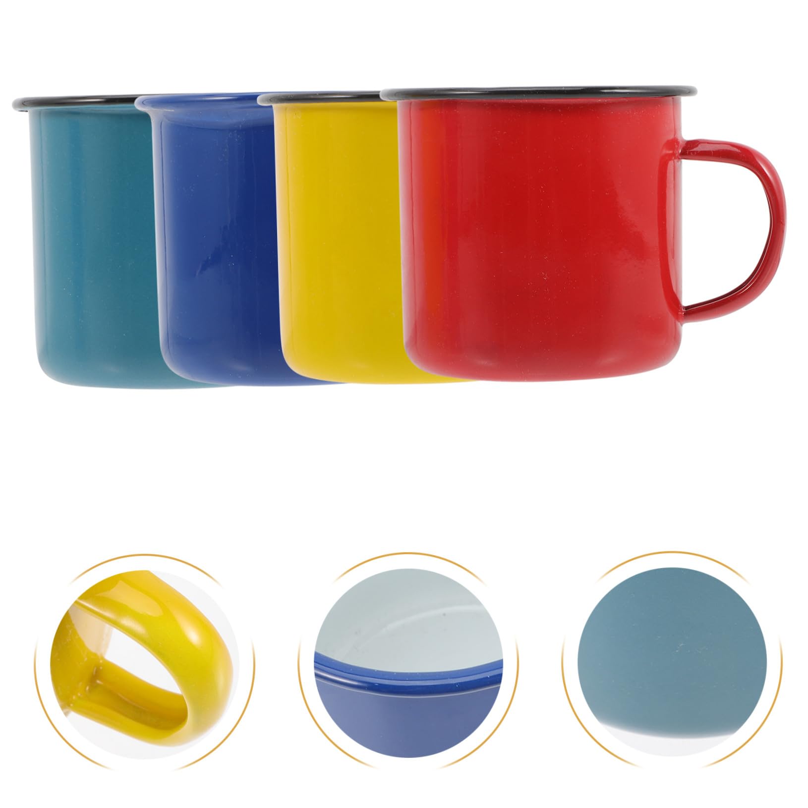 BESPORTBLE 4 Stück Emaille Becher 8cm Gesunde Leichtgewichtige Camping Becher Aus Emailliertem Stahl Extra Große Wasser Und Kaffeetasse in Rot Gelb Blau Und Grün Für Zuhause Und Outdoor