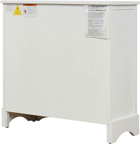 Miniatura 7 de Armario de almacenamiento rústico con 2 cajones y 4 cestas clásicas de ratán, mesa consola de madera para cocina, comedor, entrada, sala de estar,