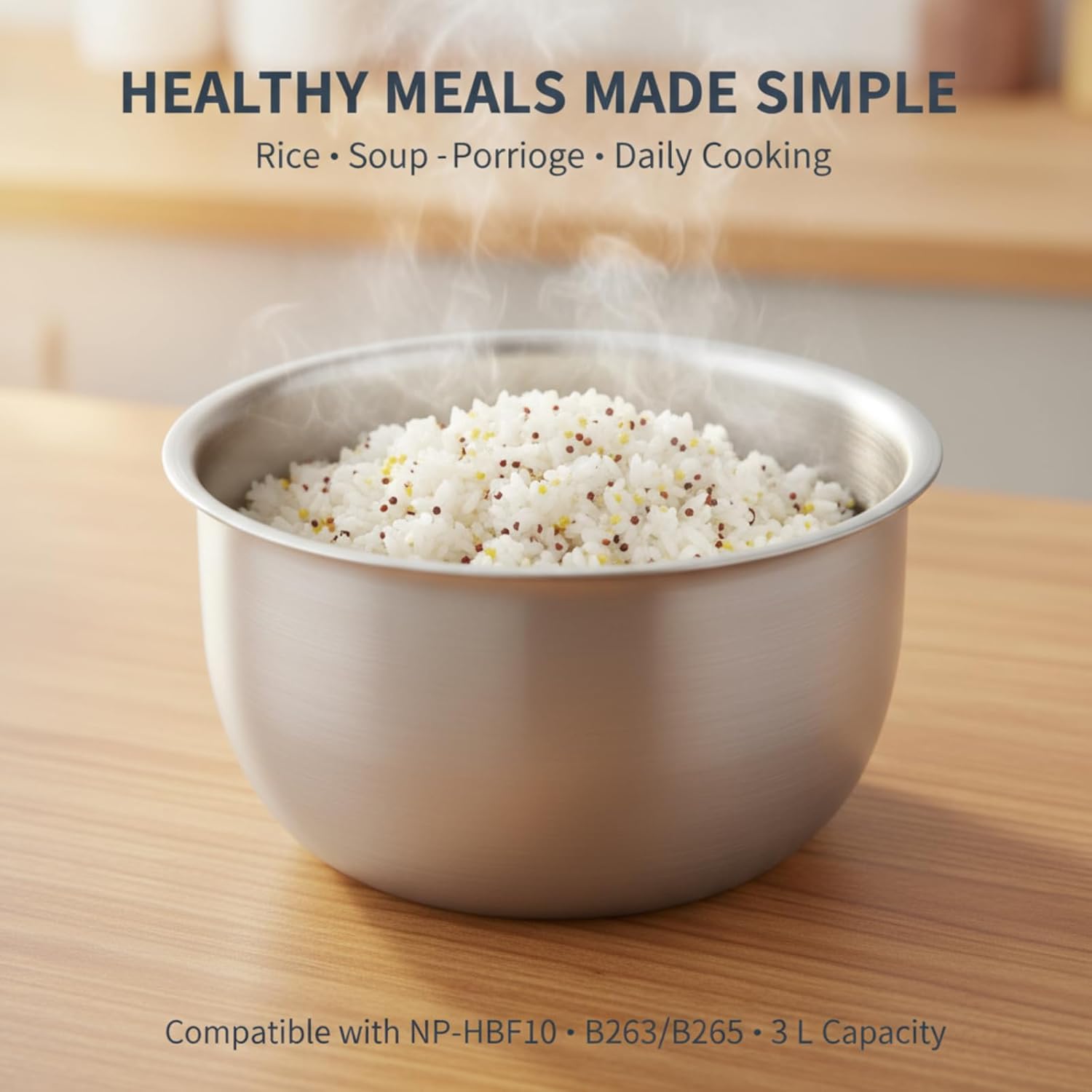 3L (5.5-Cup) 316 Stainless Steel Inner Cooking Pot Compatible with Zojirushi NP-HBF10 Rice Cooker – Fits B263/B265 Replacement Liner, Food-Grade Durable Bowl Upgrade
