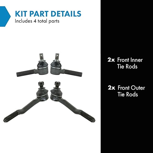 Vista 103 de TRQ - Juego de barras de acoplamiento delanteras interiores y exteriores