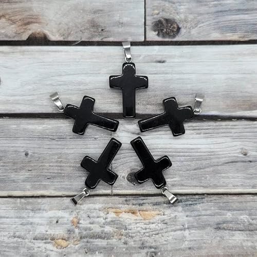 Dhyanarsh 1+1 Black Tourmaline Cross Stone Pendants For Double Evil Protection #TOP2