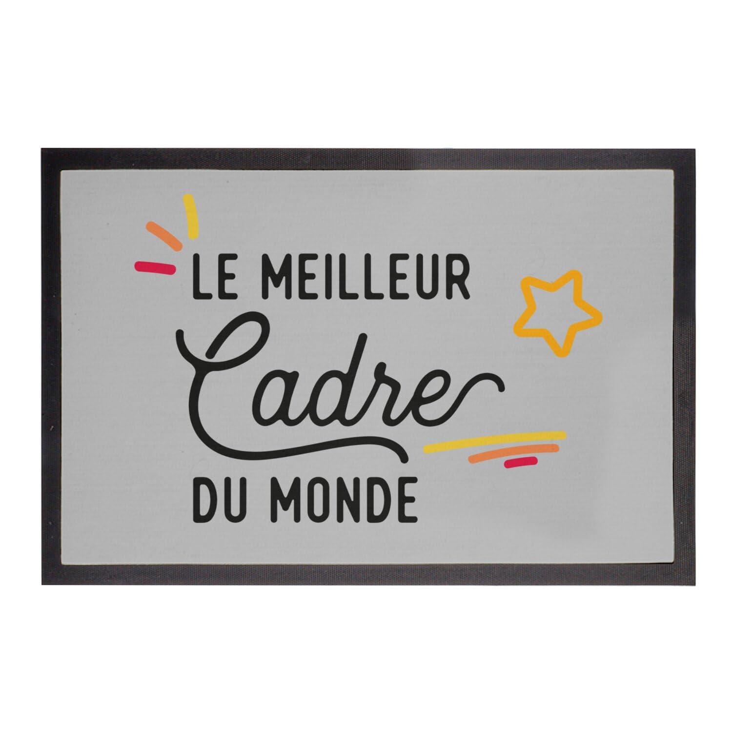 Paillasson Gris Le Meilleur Cadre du Monde : tapis d'entrée humoristique pour exprimer votre estime