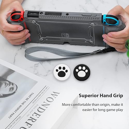 Vista 6 de Switch OLED - Funda protectora acoplable para Nintendo Switch OLED modelo 2021, cómoda con ranuras para tarjetas de juego y correa de mano, 1