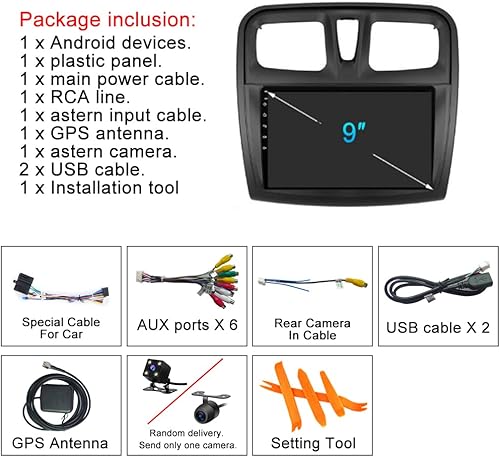 Miniatura 7 de GOJOHO para Renault Sandero Radio 2014-2019 Estéreo de coche inalámbricocon cable Carplay Android Auto 4GB 64GB con pantalla táctil IPS de 9