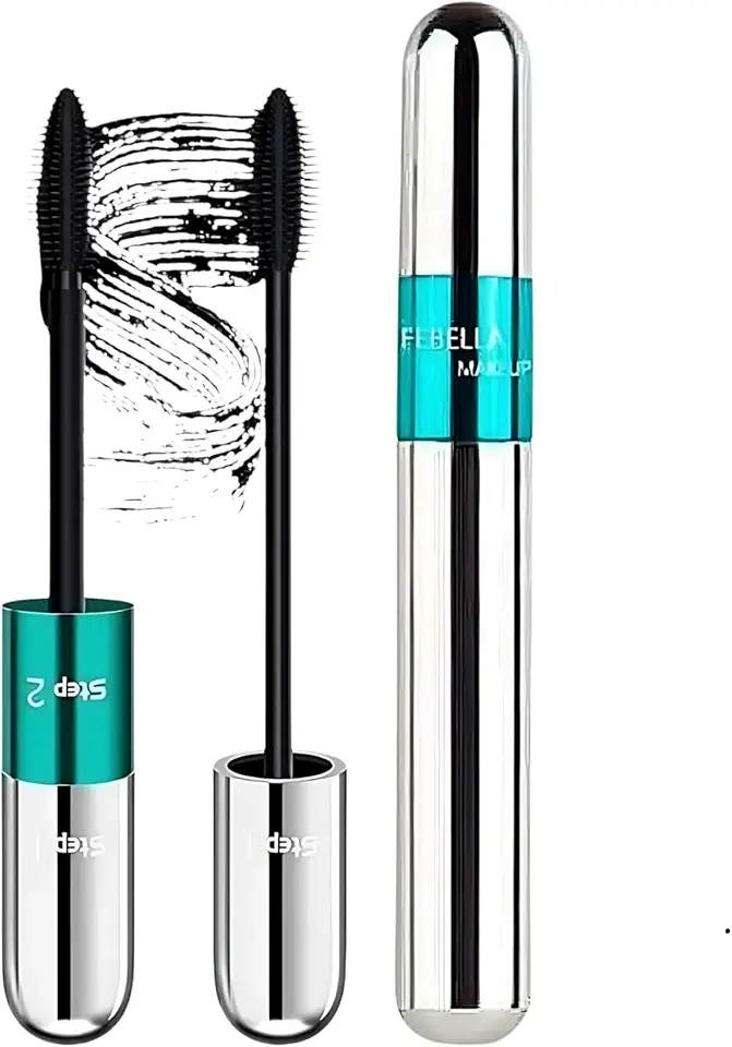 Máscara de Cílios, Rímel 4D, 2 em 1, Alongamento e Volume, Preta à Prova d'Água, 15g - Maquiagem