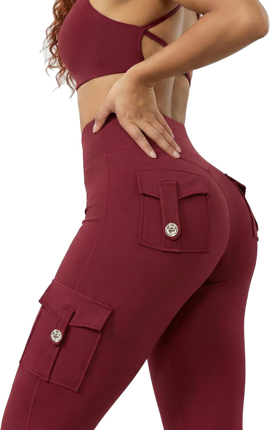 RXRXCOCO Women 2 Piece Workout Sets Flare Leggings with Pockets Butt Lifting High Waisted Cargo Gym Yoga Sets Pilates Outfits