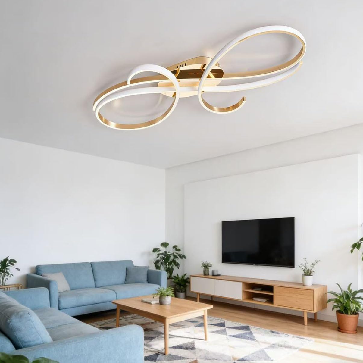 Plafonnier moderne Plafonnier LED à télécommande dimmable salle à manger Suspension Lampe, créative dimmable Plafond lampe chambre à coucher suspension, lampe de cuisine,de Salon (or, 80cm)