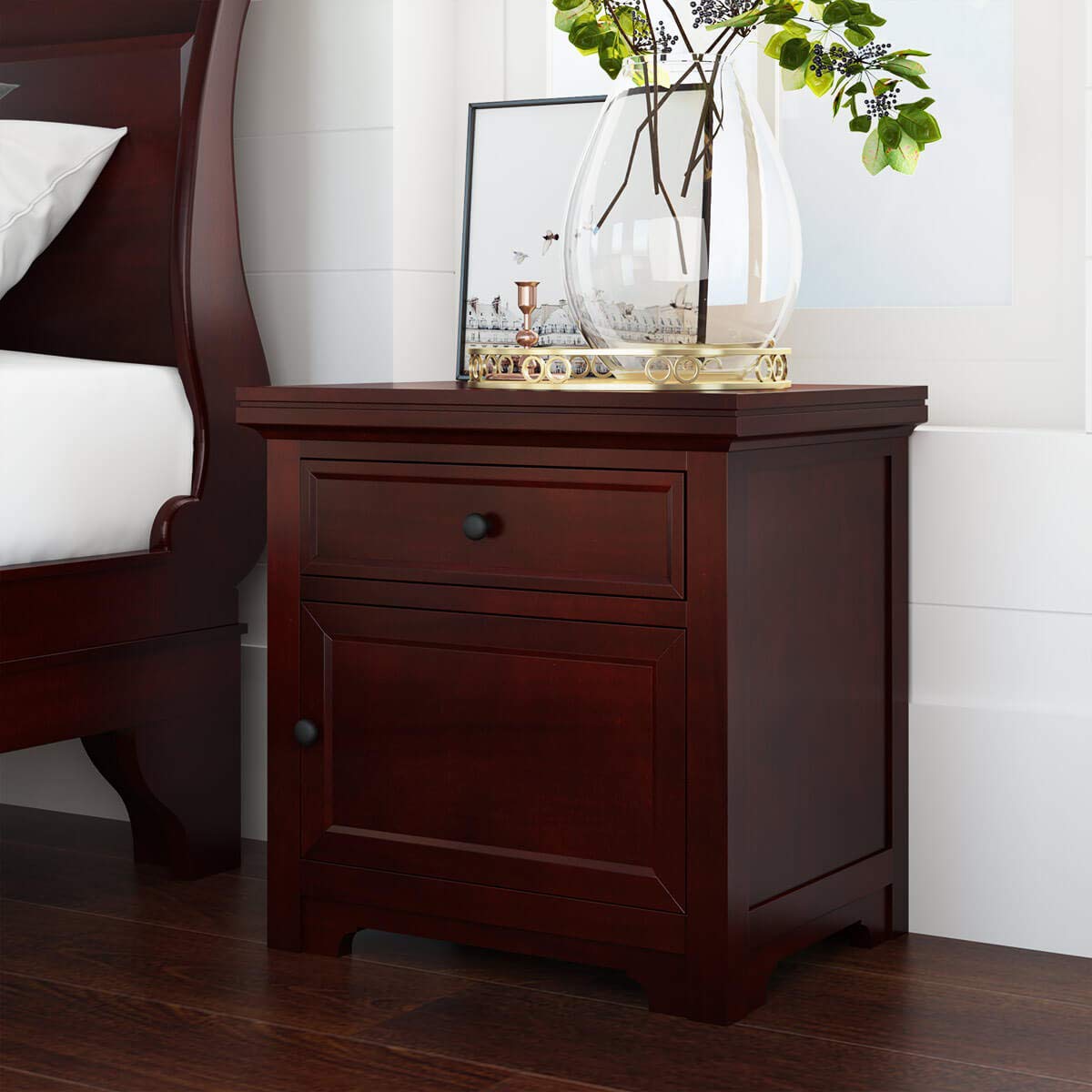 PIPERCRAFTS Sheesham Wood Bedside Table - Already Assembled - Bed Side Wooden Organizer Stand/Home Decor/Coffee/End/Side Table for Bedroom & Living Room - Smooth Brown Finish-image-11