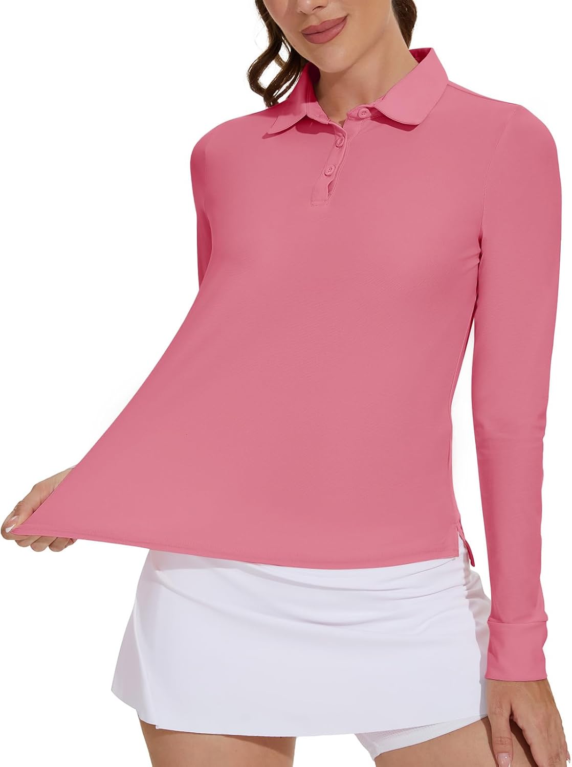 M MOTEEPI Sun Shirts UV Protection Womens Polo Shirts with 3-Botton Womens Golf Shirts Lightweight