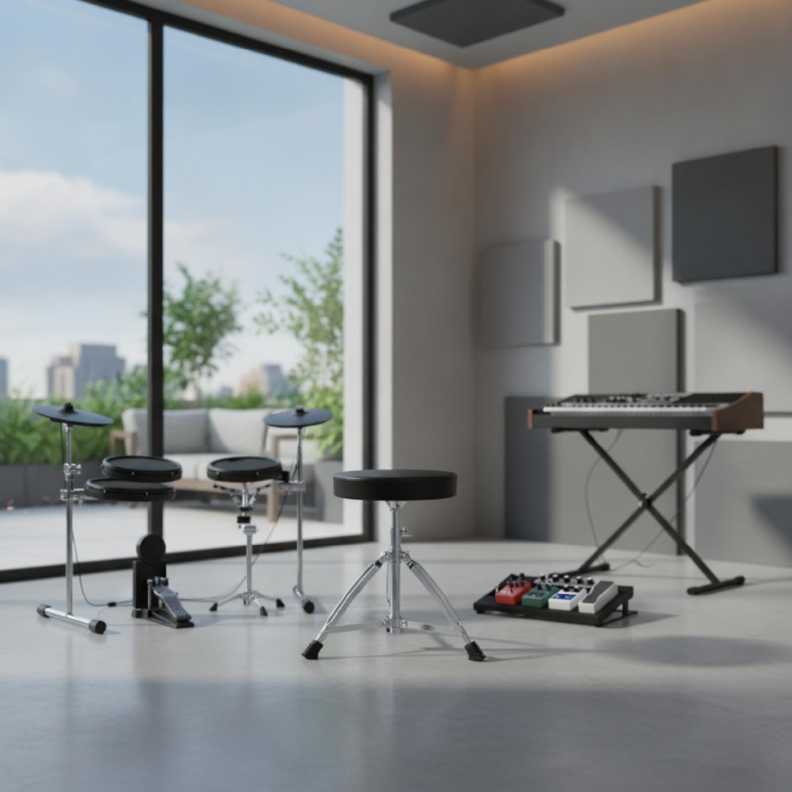 Sillín Batería Ajustable Banqueta Batería con Asiento Acolchado Cómodo Banco para Bateristas, Percusionistas, Escenario