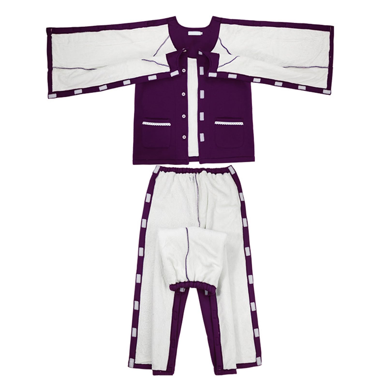 ApuaVireo&Co Grube piżamy dla pacjentów, damskie fartuchy szpitalne, odzież dla pacjentów obłożnie chorych, rozrywana koszula pielęgnacyjna(Purple,XXL)