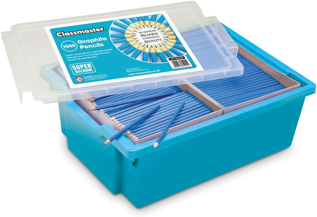 Classmaster GP1500HB Graphite Pencils - Super Value Pack with Gratnells Tray - Ideal for Art, Drawing, and Shading (Pack of 1500)