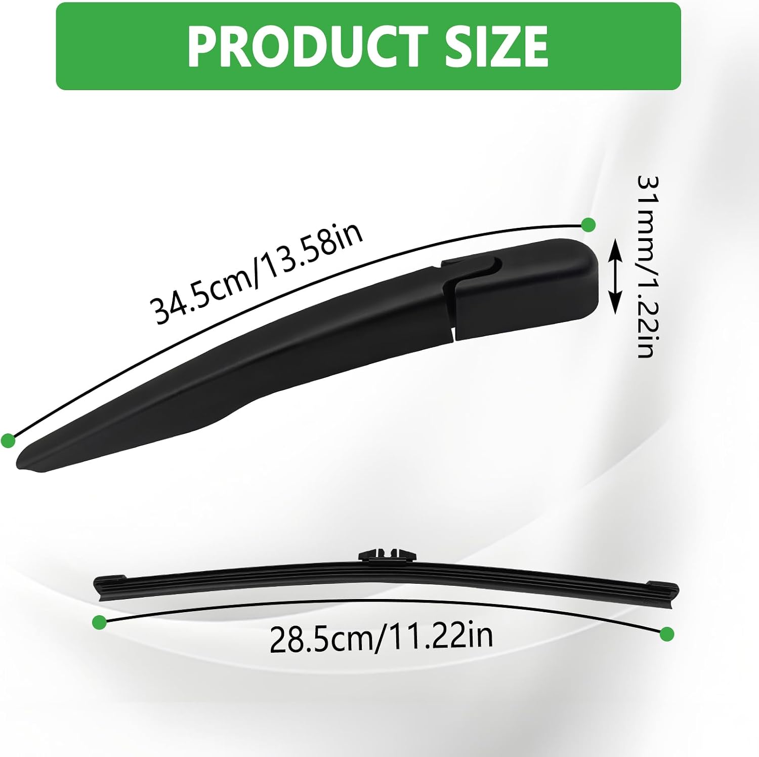 Rear Windshield Wiper Arm Blade, Compatible with F0rd Escape 2013-2019 F0rd Explorer 2011-2023 Lincoln MKX 2016-2018 Lincoln MKC 2015-2019, Replace# BB5Z17526-C WW1106