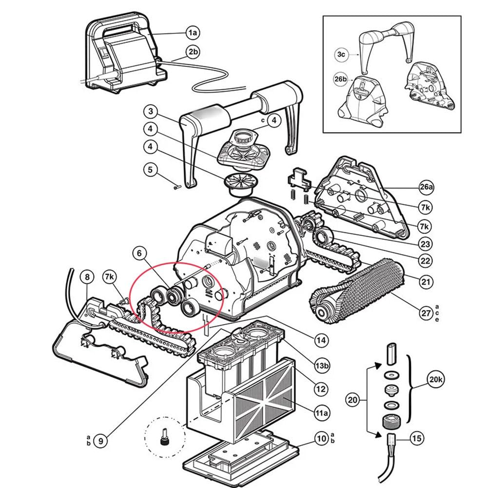 Kit de rodamiento de rodillos y guía de correa RCX26000 RCX26001 RCX23002 TigerShark Plus QC 500 Series piezas de reparación robóticas para limpieza de piscinas