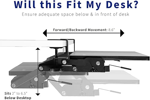 Miniatura 3 de VIVO Abrazadera grande 27 (33 abrazaderas incluidas) x 11 pulgadas teclado de computadora y bandeja de mouse con 12 ajustes de altura oscilante,