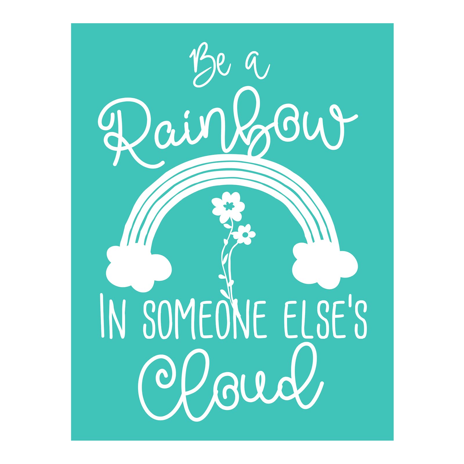 Briartw Rainbow Cloud Silkscreen Stencil,Reusable Self-Adhesive Silk Screen Printing, Flower Sentiments for Home Decor/Printing on Wood/Fabric/Wall/Cup/Plate/Glass/Paper,8.5x11 inch